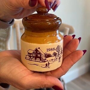 Vintage Brown and Cream Ceramic Jar